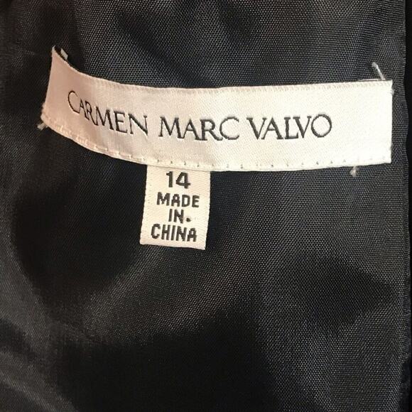 Carmen Marc Valvo Black Lace & Polka Dot Woven Black Tie Dress Old Money Sz 14 - Picture 4 of 6